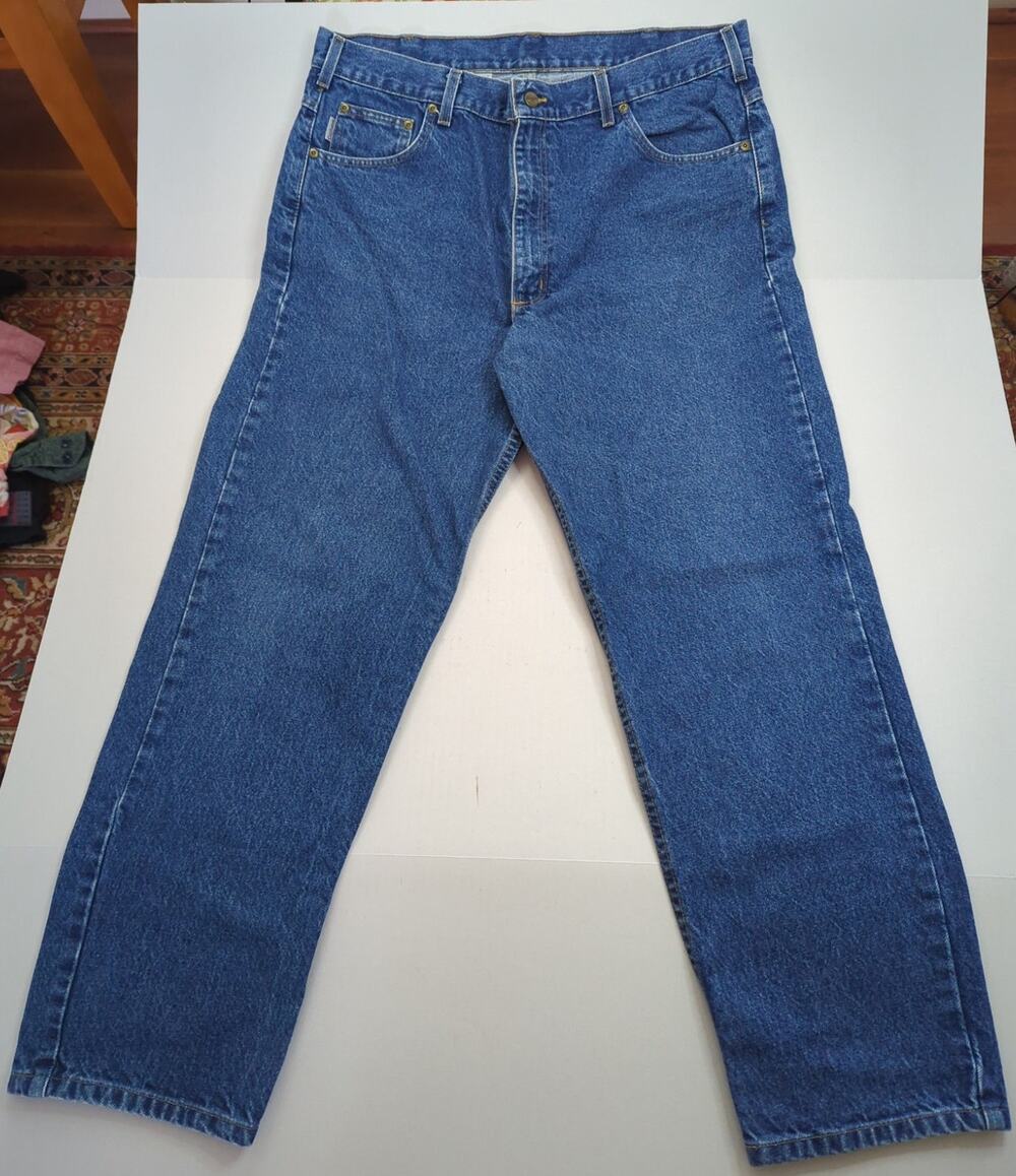 Men's Carhartt Relaxed Fit 5 Pocket Denim Work Jeans Medium Wash 40x30
